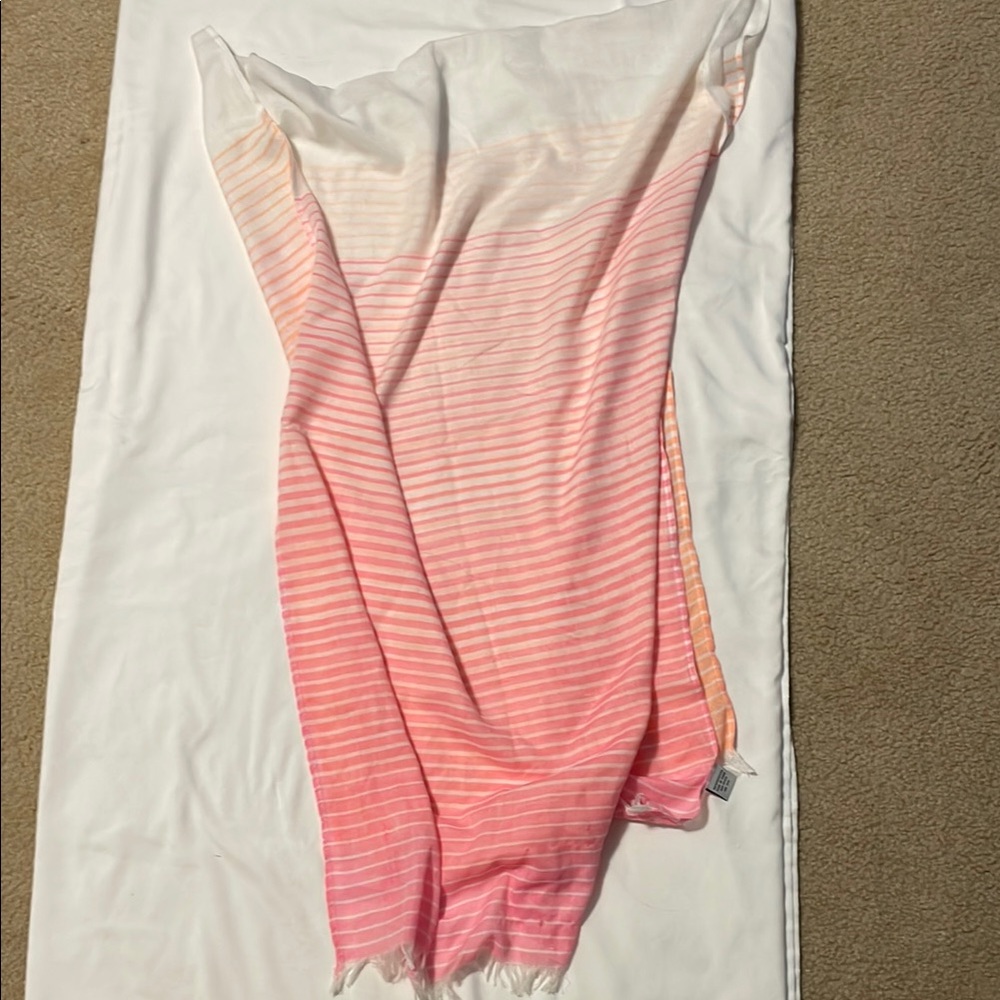 Pink and White Striped Scarf